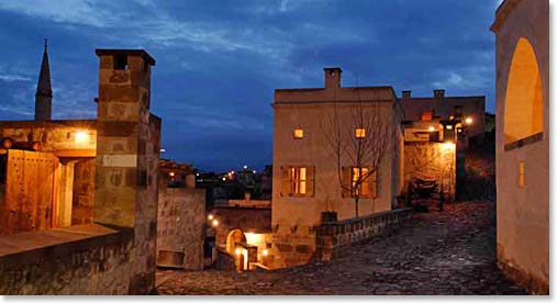 Our hotel at night