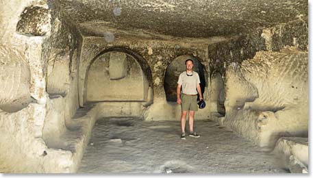 Jim inside the underground city, where the early Christians lived in hiding to protect themselves from prosecution