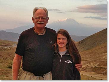 Woodie and Mathes with Mount Ararat behind