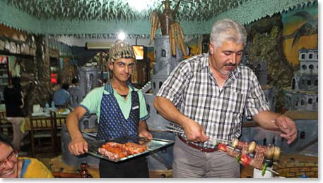 The owner showed us various Kebobs that we could choose from for him to prepare.