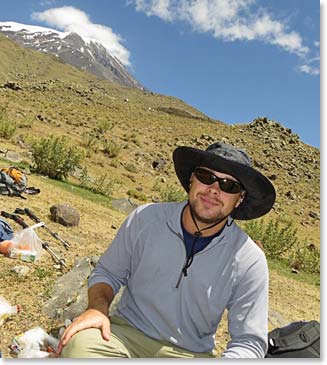 Jack taking a rest with Mount Ararat in the background