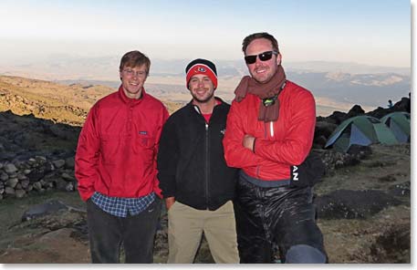 Whit, Jack and Jimmy at Camp I, elevation 12,900 feet