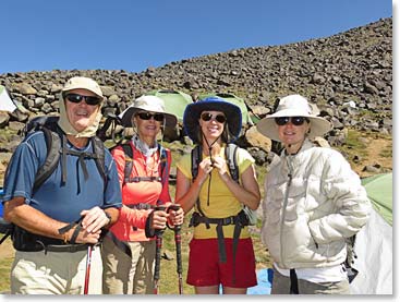 Father, Mother and Daughters ready to hike.