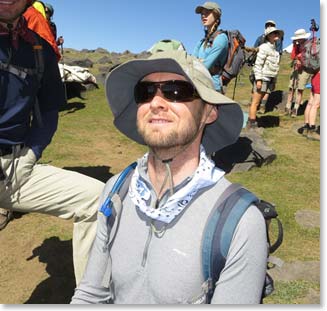 Jake looking upward to our destination above