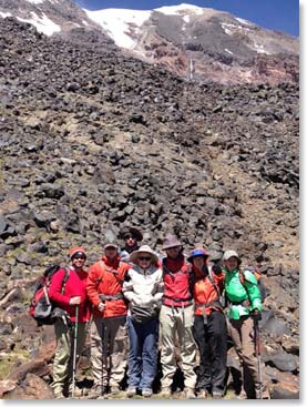 The team at our high point for the day 12,900 feet above sea level with Mount Ararat above us