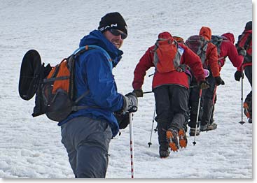 After hours on the rock it was exciting to head across the snow.