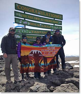 The team at the Summit of Kilimanjaro; Uhuru Peak 19,339 ft. Congratulations!
