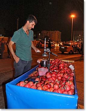 They found this gentleman at the side of the road making freshly squeezed juice.