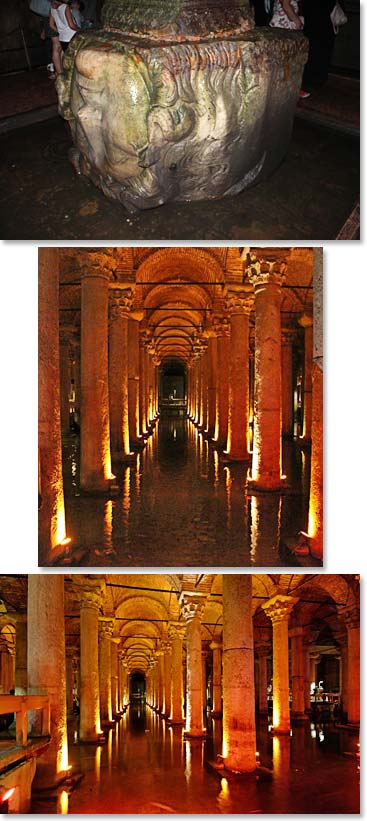The Basilica Cistern, a very famous cistern in Istanbul that was built in the 6th century and can be found with grand structures; like this upside down Medusa head.