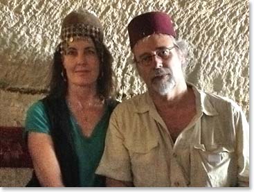 Carolyn and Dennis looking quite majestic in their hats