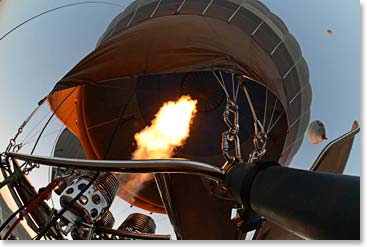 Fire spitting from our balloon