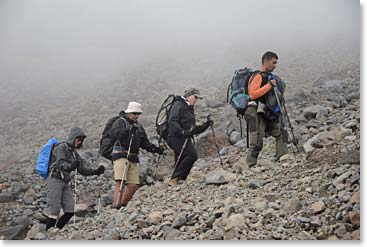 With Jamal leading; Micheline, Jean Pierre and Carolyn climb higher.