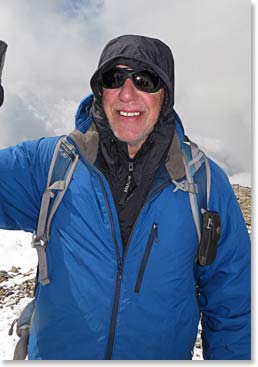 Jean Pierre proud to be at his high point for the day 16,200 feet.
