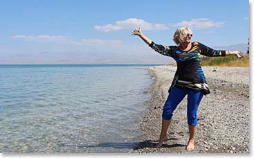 Valentine enjoy the beach at lake Van.