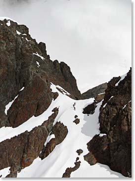 Alain is gaining some great mountaineering skills while climbing Pequeno Alpamayo.