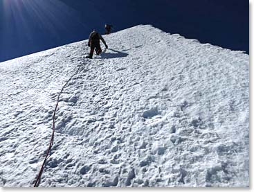 Climbing up the last ridge to the summit