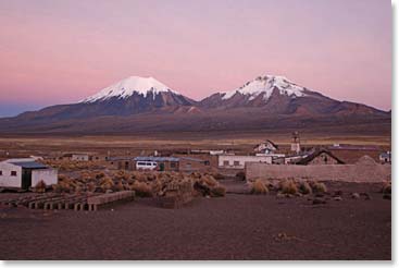 Arriving in Sajama village we could see our goal, Sajama the highest peak in Bolivia at 21,490 feet