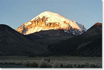 Viewing the great Sajama at sunset