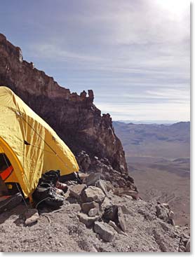 The beautiful Sajama High Camp, a great place to spend the night before a summit attempt