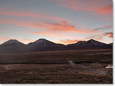 A beautiful sunset in the Sajama Village