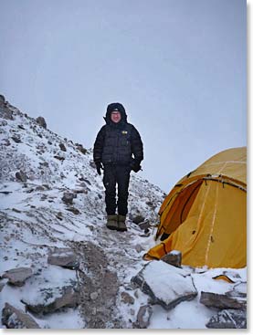 Snow in the morning at High Camp