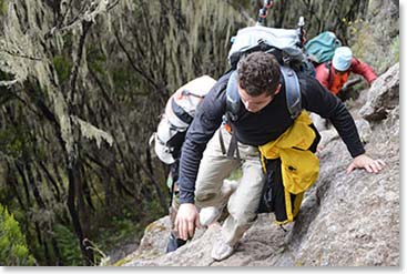 Landon climbs higher on Kilimanjaro.