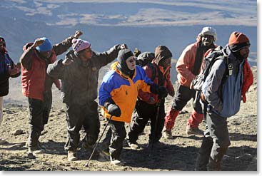 Chet makes the top, with the support of the Berg Adventures guiding team