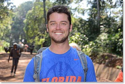 Landon at trail’s end: No more hiking or climbing, and only 24 hours from the summit of Kilimanjaro.