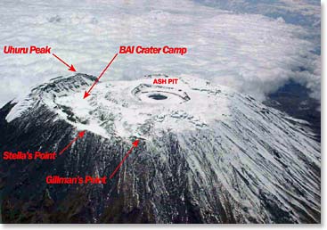 Map of Uhuru Peak, Stellar Point and our Crater Camp