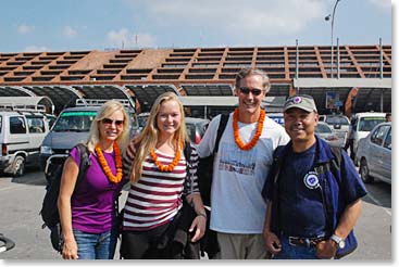 Keely, Alyssa and Scot arrived in Kathmandu on Thai Airlines flight 319 from Bangkok on Monday. Ang Temba met them at the airport.