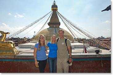 Alyssa, Keely and Scot at Boudha