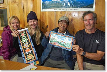 Ang Pasang paints beautiful Thanka paintings which depict Sherpa life and religion.