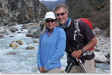 Keely and Scot along the beautiful banks of the Imja Khola