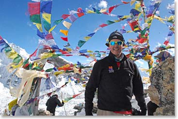 Prayer flags adorn the tip of Kala Patar.