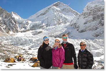 Alyssa, Keely, Scot and Jyeta at Base Camp