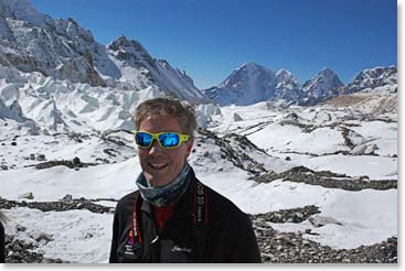 Looing back down the glacier toward Lobuche