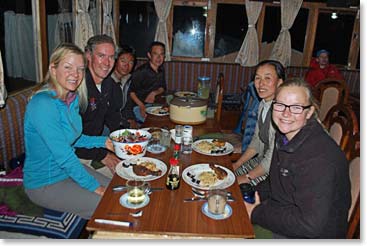 A nice warm lodge and home cooked meals are a welcomed sight for the summit team!