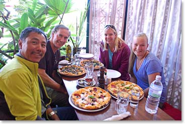 A traditional first stop back in Kathmandu is “Fire and Ice Pizza.”