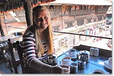 A great place to enjoy some tea and look out onto the busy streets of Kathmandu