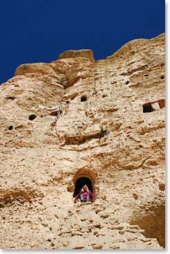 Keely checks out one of the caves.