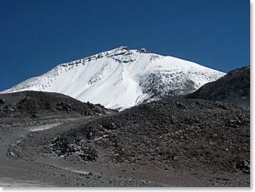 The view of Ojos from our Base Camp is stunning and motivating