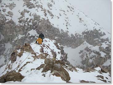 After a long day the team makes their descent to Base Camp.