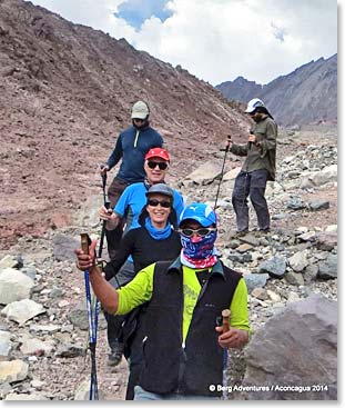 The team ready to follow BAI guide Alex into their Aconcagua adventure