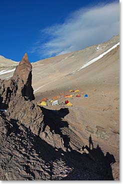 Arriving at Camp Canada, Camp 1 on Aconcagua