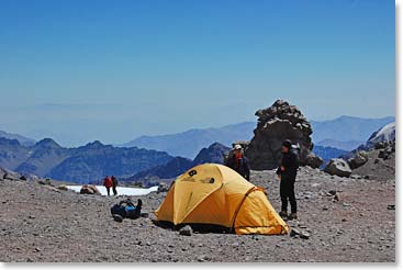 Arriving at Nido de Condores, Camp 2 at 5,580m (18,200ft)