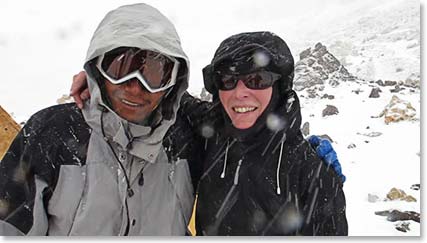 Marie-Jo and Sergio looking thrilled and proud after reaching the summit of Aconcagua. Great job!