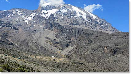 Arriving at our Barranco Camp with incredible views of Kilimanjaro above us!