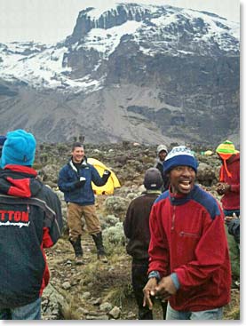 Danny at Barranco Camp – the perfect place to return to after an acclimatization hike!