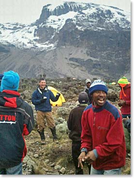 Danny at Barranco Camp – the perfect place to return to after an acclimatization hike! 