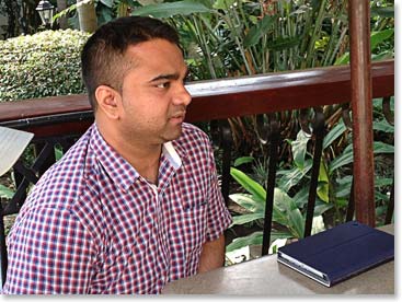 Bharath taking in all the information about his next two weeks on the mountain